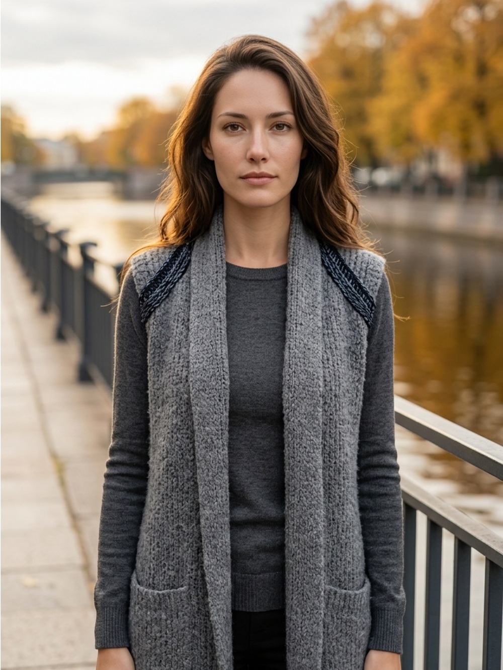 Yerse Barcelona Blue Gray Chunky Alpaca Wool Blend Cottagecore Vest -M